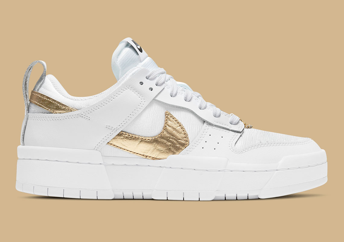 Nike Dunk Low Disrupt Wmns White Metallic Gold Dd9676 100 1