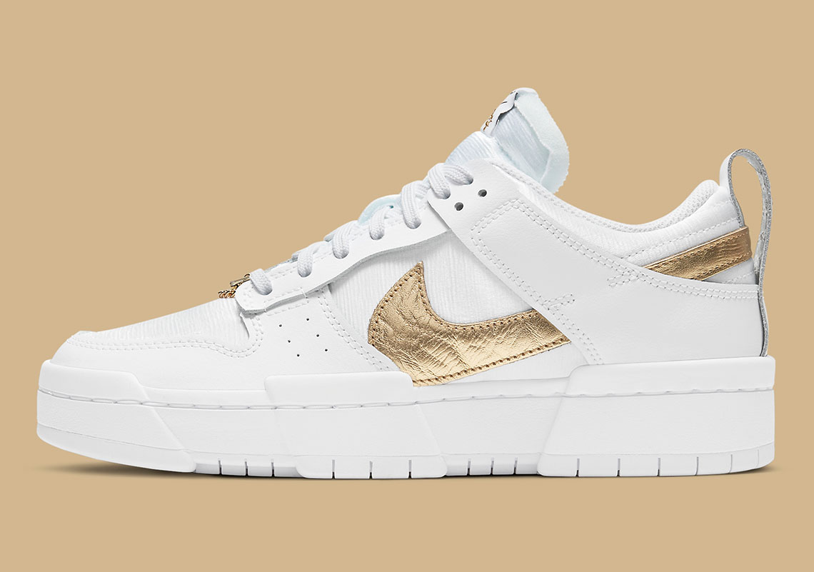 Nike Dunk Low Disrupt Wmns White Metallic Gold Dd9676 100 2