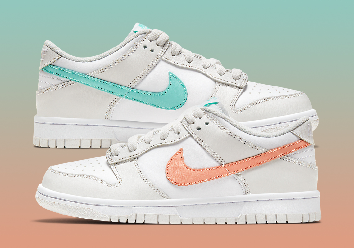 Nike Dunk Low GS Arrives With Mismatched Tropical Swooshes