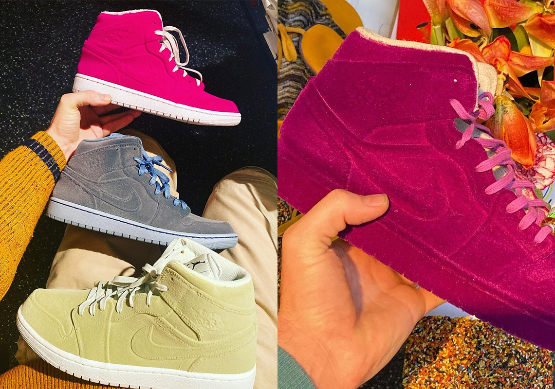 Pigalle Reveals A Series Of Velvet Air Jordan 1 Mids For FW21 Runway