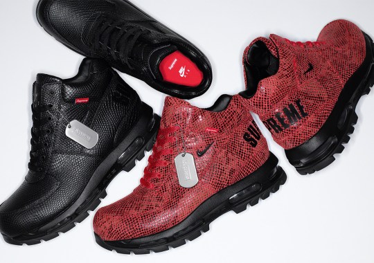 The Supreme x Nike Goadome “Snakeskin” Boots Release On January 14th