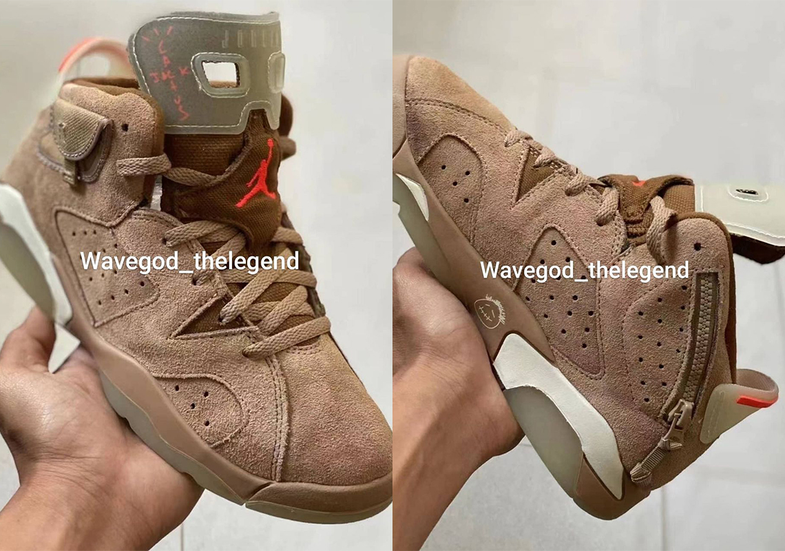 First Look At The Travis Scott x Air Jordan 6 "British Khaki" In Pre-School Sizes