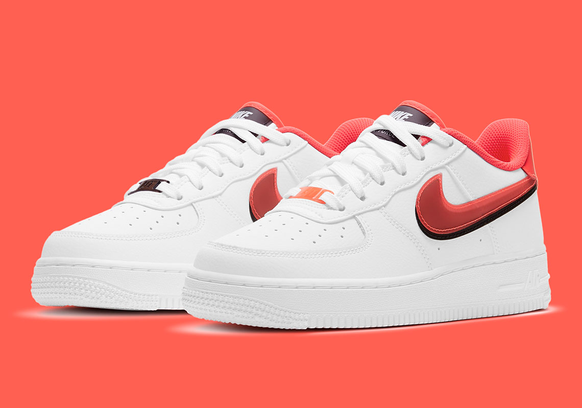 Another Double-Swooshed Air Force 1 Stacks Clear Logos Against Solid Black