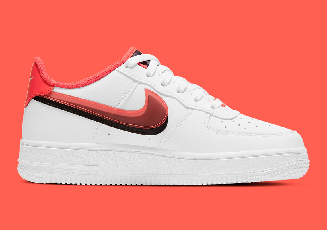 Nike Air Force 1 Gs Double Swoosh White Black Bright Crimson Cw1574 101 6