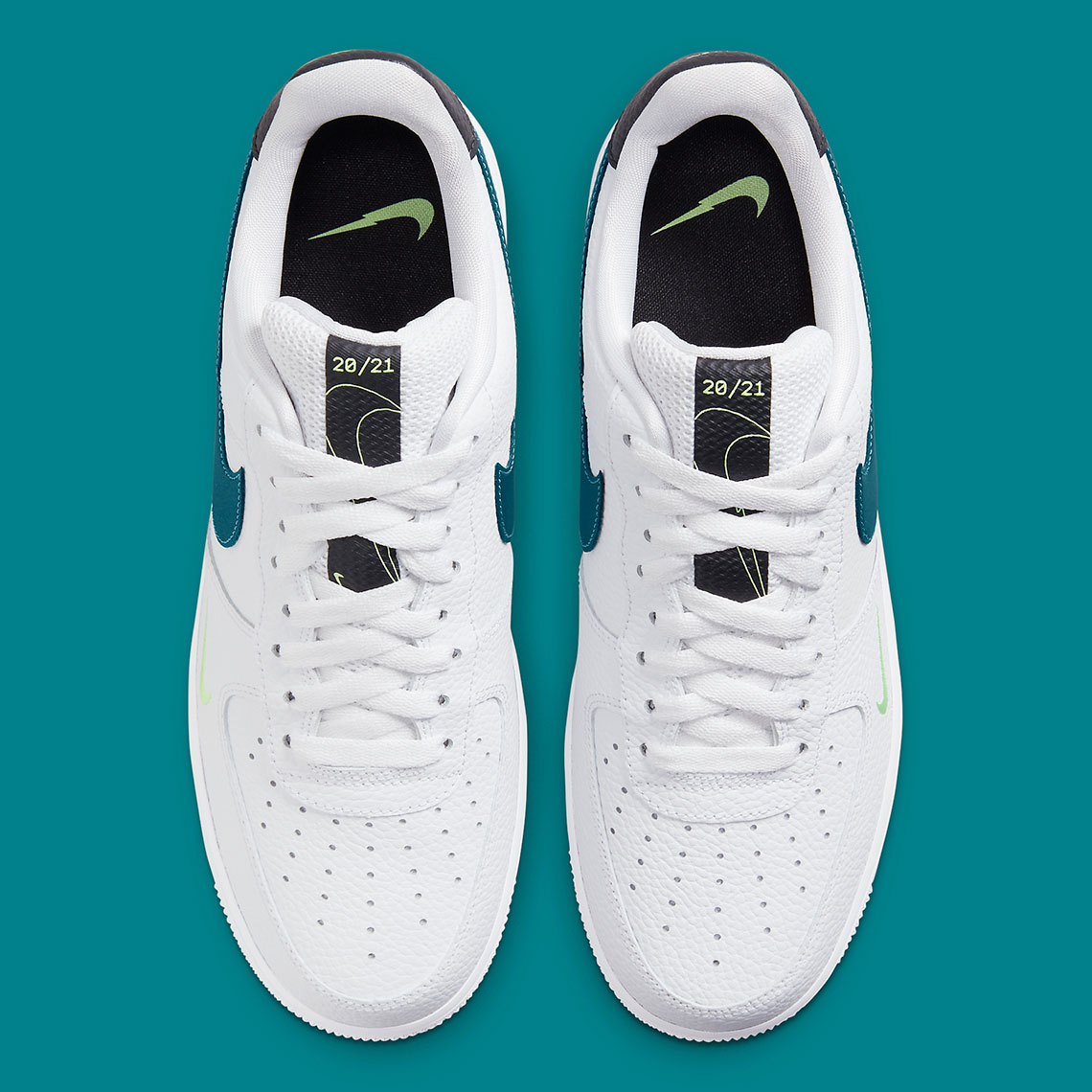 Nike Air Force 1 White Aquamarine Lime Glow Off Noir Dj6894 100 3