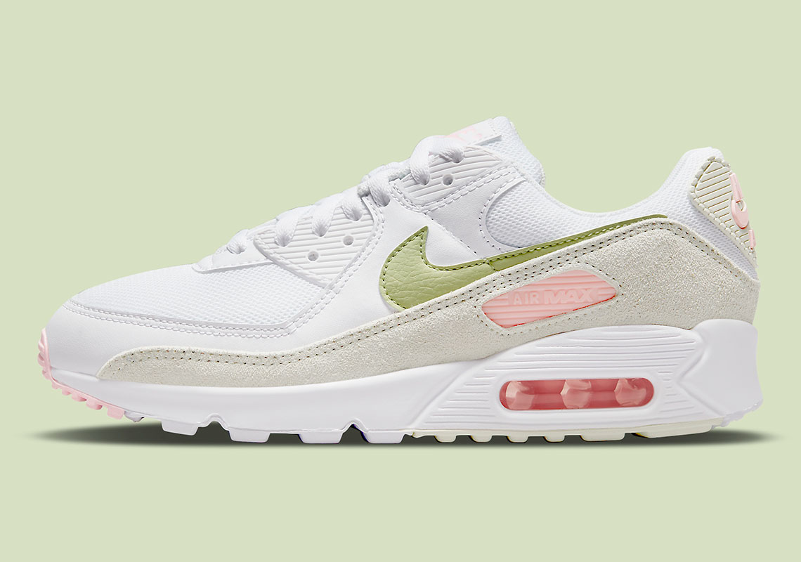 Nike Air Max 90 Wmns White Light Olive Light Pink Dm2874 100 3