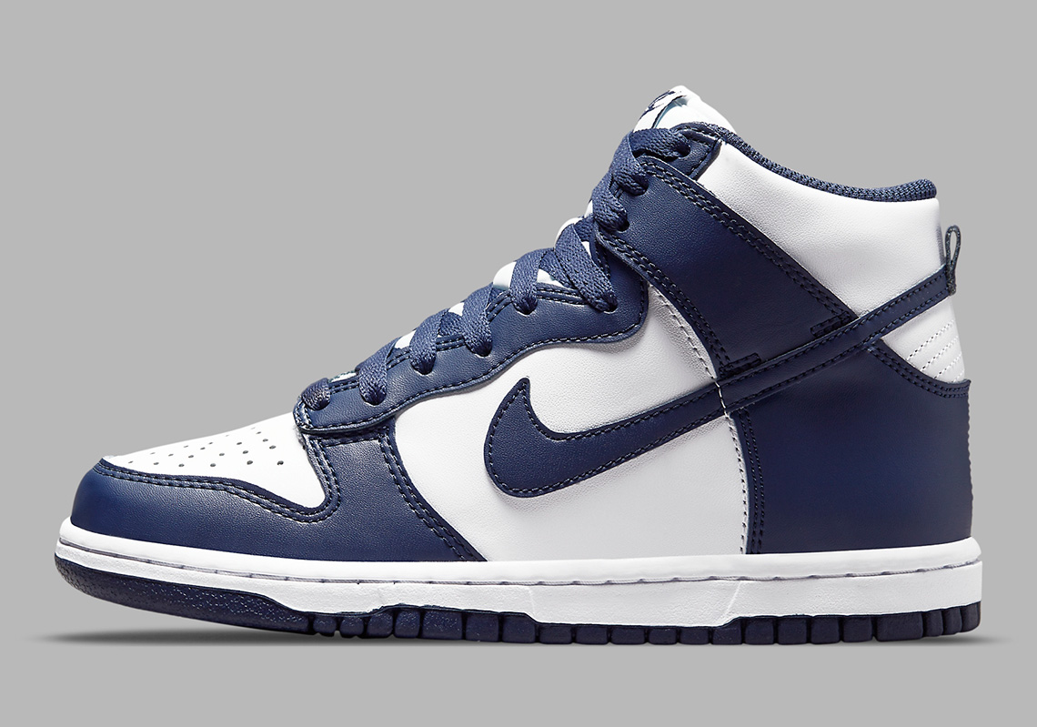 The Nike Dunk High Is Arriving In Navy And White