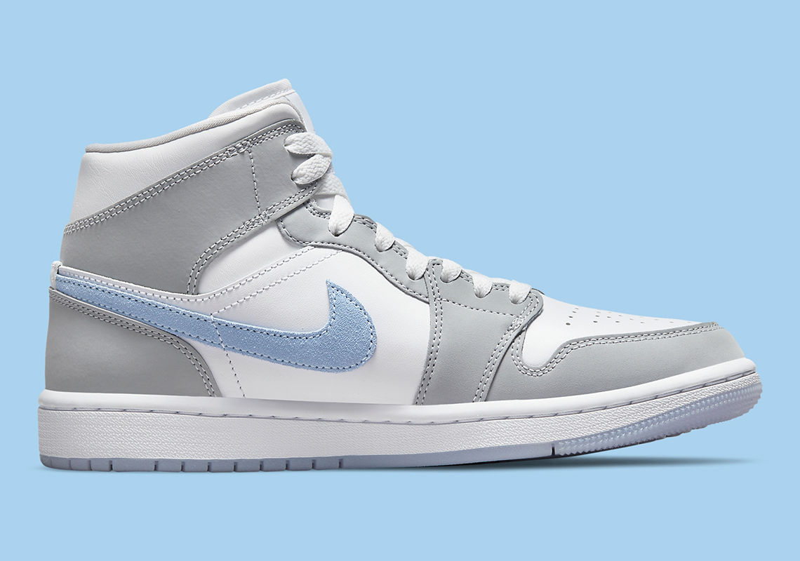 Air Jordan 1 Mid Womens Grey White Blue Bq6472 105 2