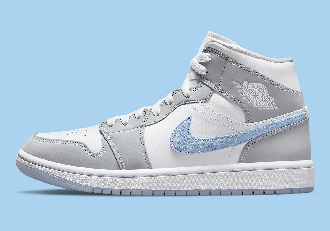 Air Jordan 1 Mid Womens Grey White Blue Bq6472 105 4