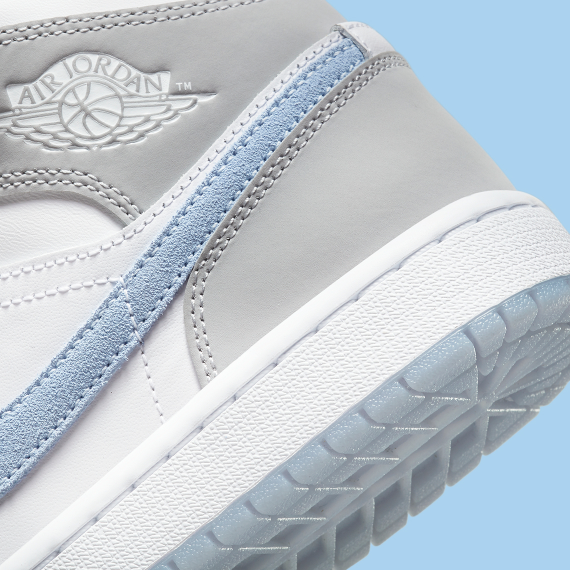 Air Jordan 1 Mid Womens Grey White Blue Bq6472 105 7