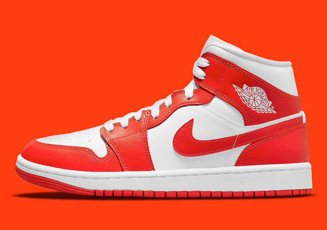 Air Jordan 1 Mid Womens Orange White Bq6472 116 2