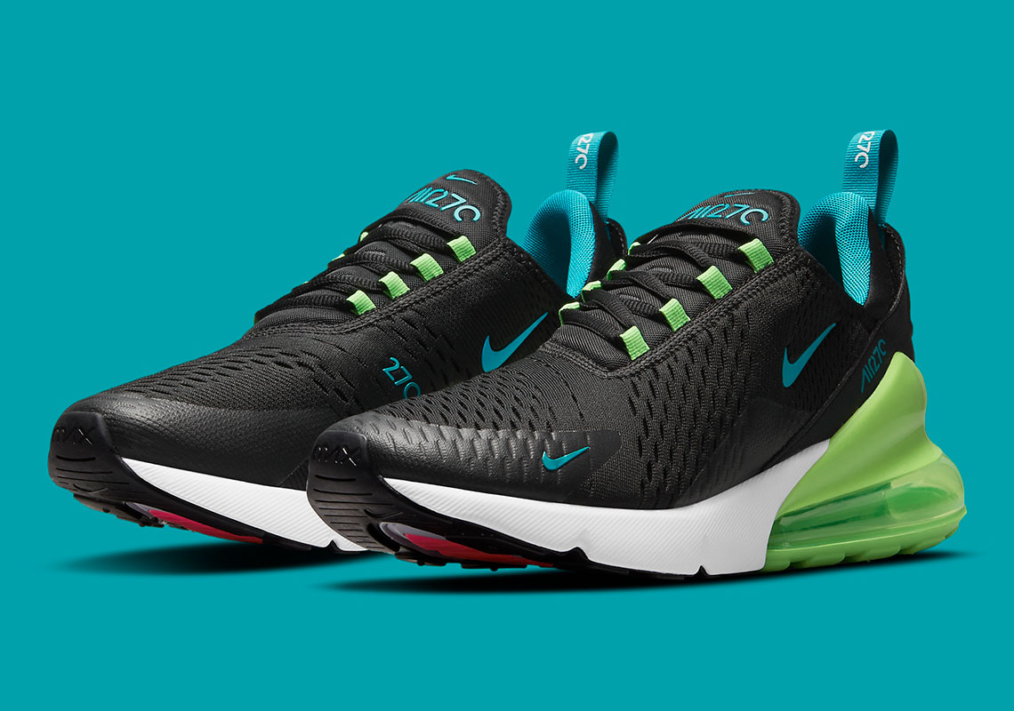 Green Strike And Aquamarine Land On A Black Nike Air Max 270