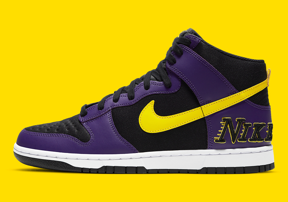 Nike Dunk High Emb Lakers Dh0642 001 Release Date 1