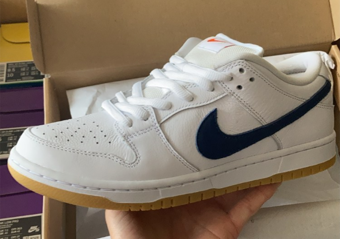 Nike Sb Dunk Low Orange Label White Navy Gum 1