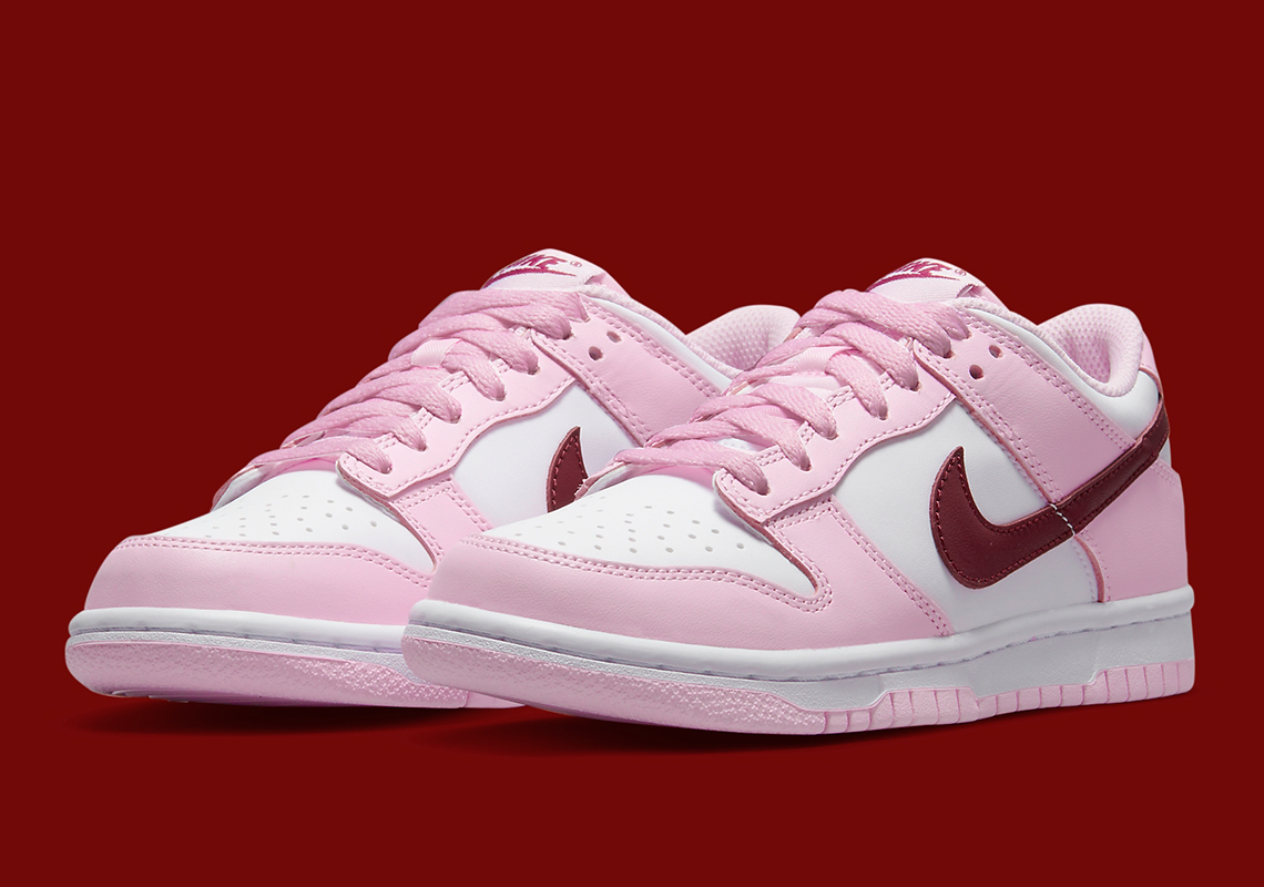 Nke Dunk Low Gs Pink Red White Cw1590 601 3