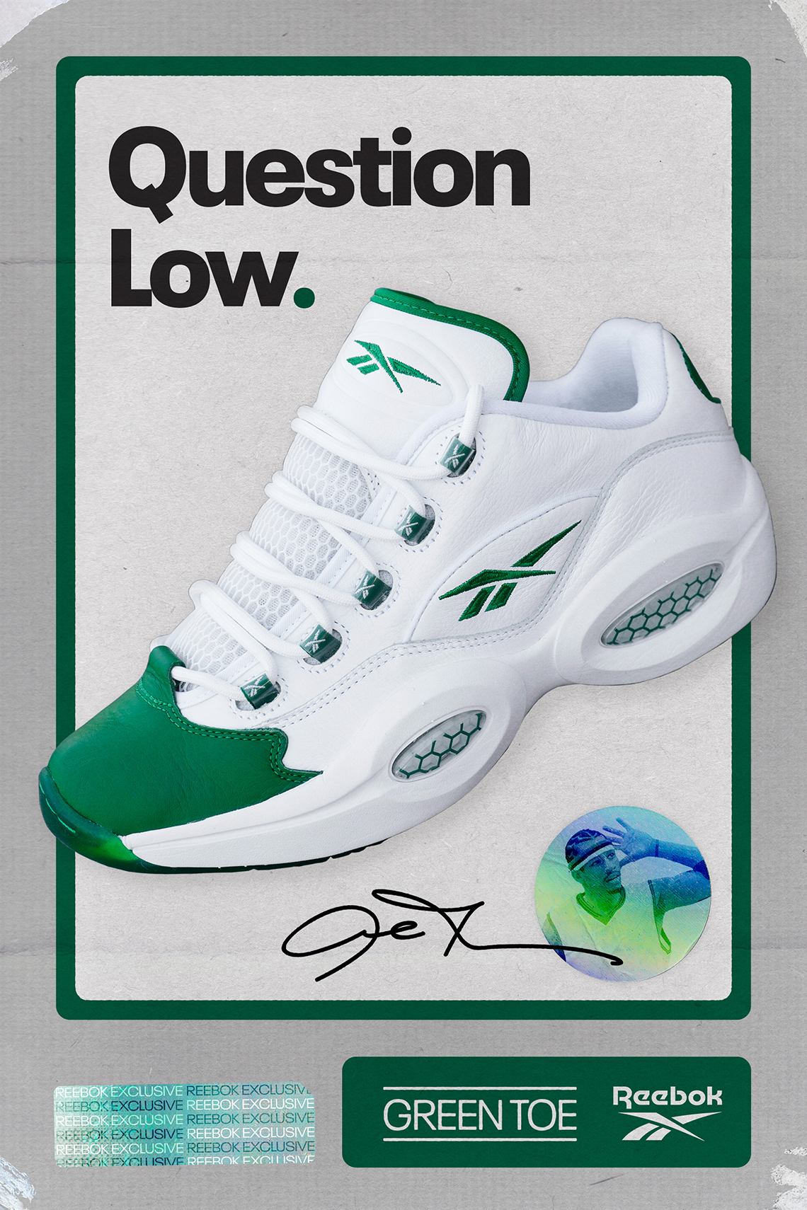 Reebok Question Low Green Toe Gz03677