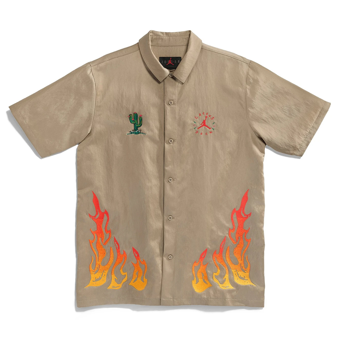 Travis Scott Jordan British Khaki Button Down Shirt 1