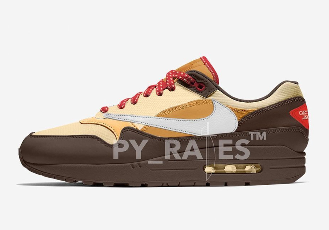 Travis Scott Nike Air Max 1 Baroque Brown Lemon Drop Wheat Chile Red