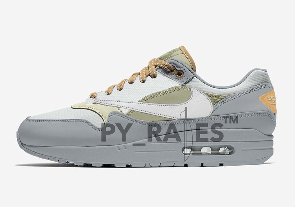 Travis Scott Nike Air Max 1 Grey Haze Light Silver Celadon Canvas