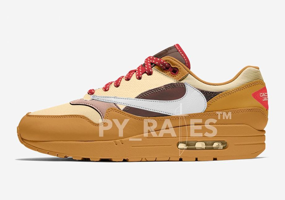 Travis Scott Nike Air Max 1 Wheat Lemon Drop Baroque Brown Child Red