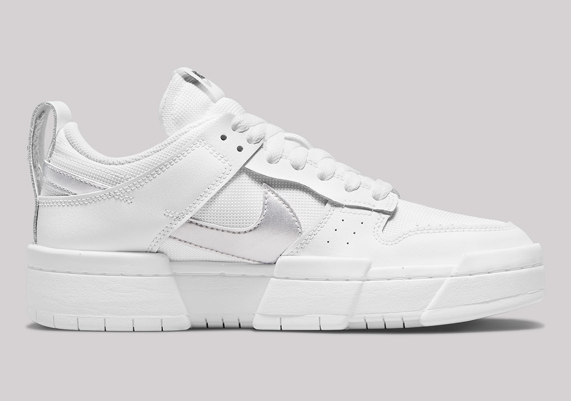 Nike Dunk Low Disrupt Wmns White Black Metallic Silver Dj6226 100 8