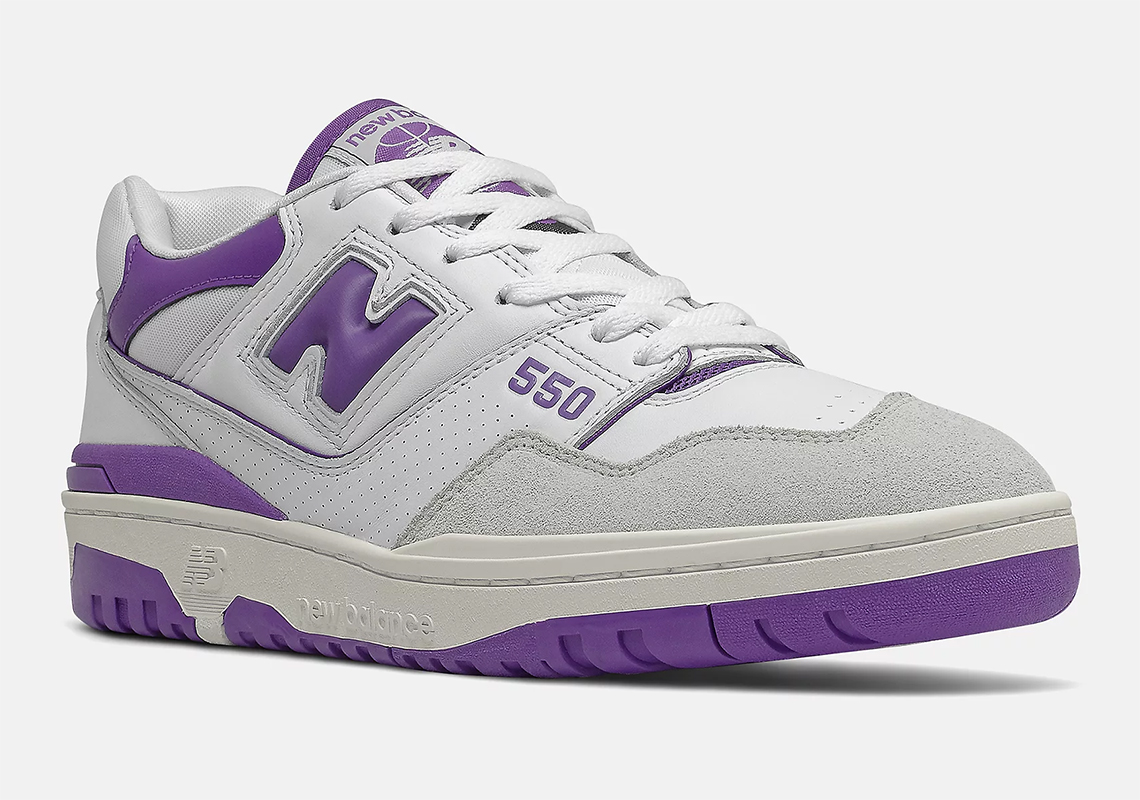 The New Balance 550 Sees Purple On A Classic White/Tan Base