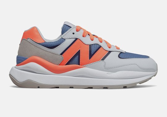 Bright Orange Pops Off This White and Stellar Blue New Balance 57/40