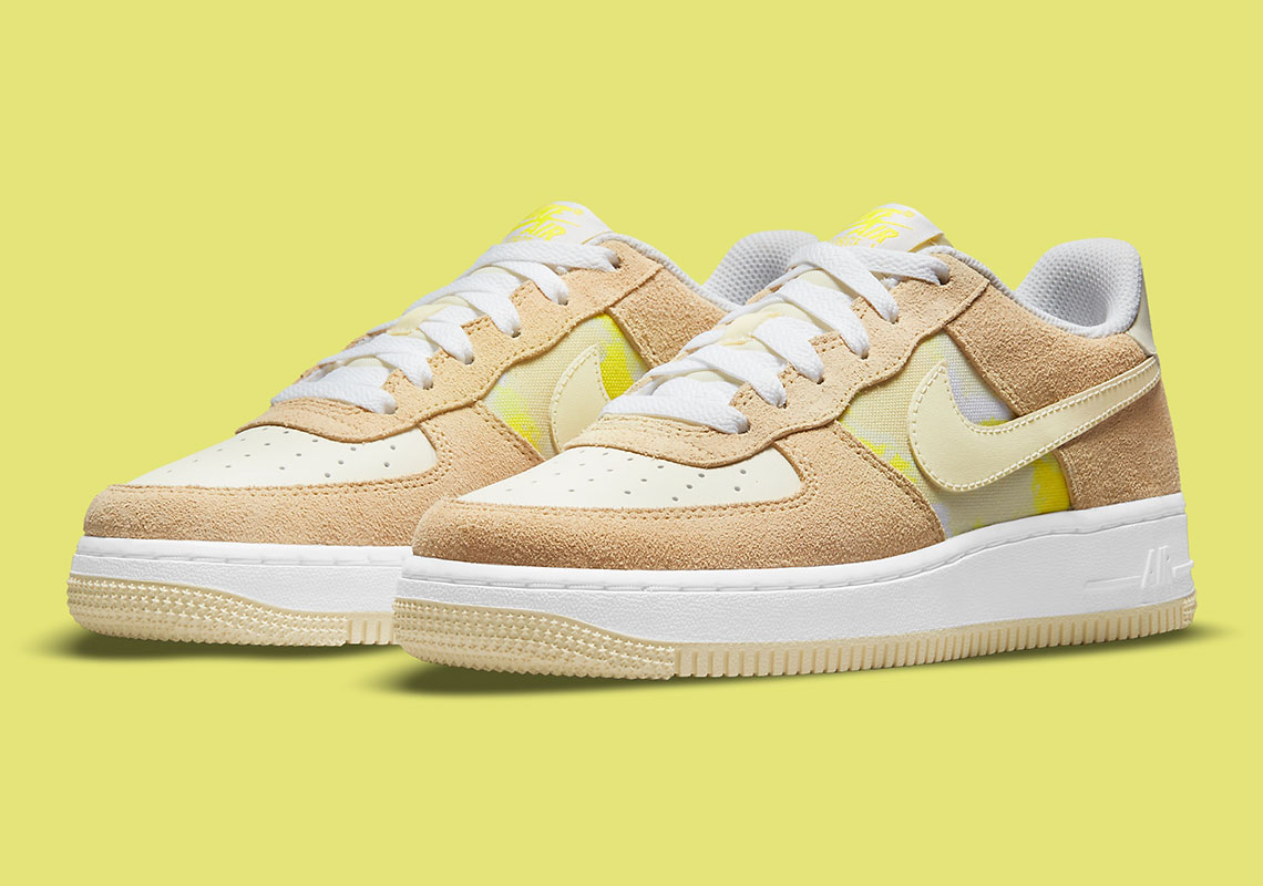 Tan Suede Overlays Appear On This Nike Air Force 1 Low "Lemon Drop"