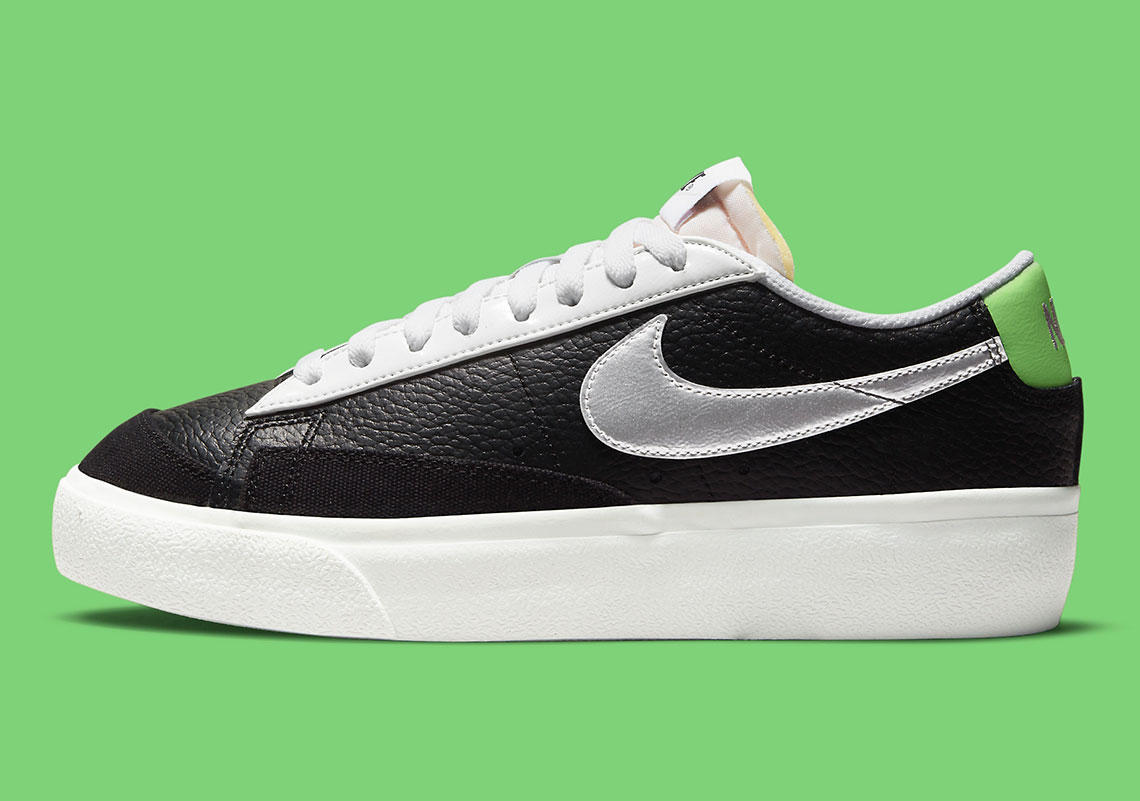 Nike Blazer Low Black Silver Metallic Green Dn8010 001 3