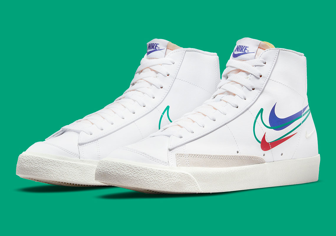 Olympic Colors And Multiple Swooshes Land On The "Summer Of Sport" Nike Blazer Mid '77