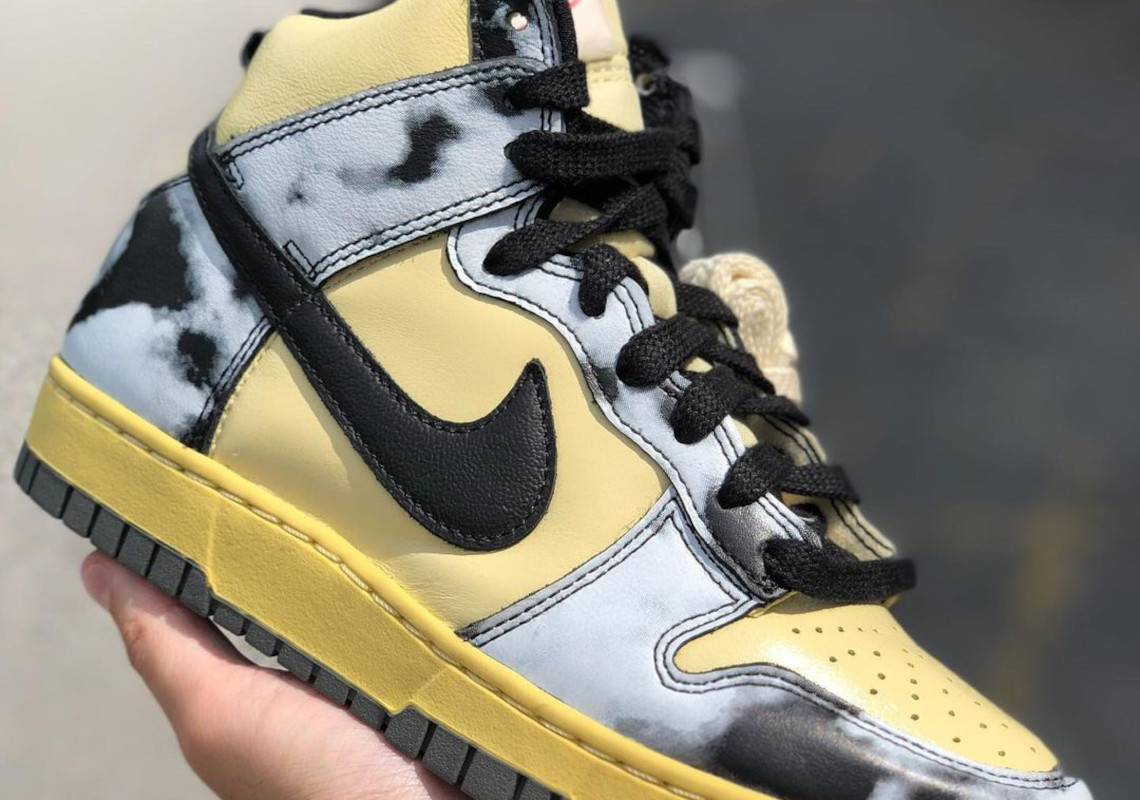 Nike Dunk High "Acid Wash" Accompanied By Yellowed Leather