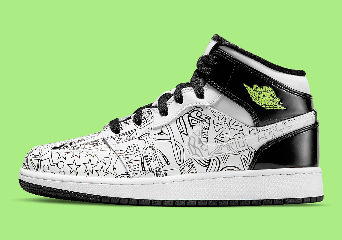 Jordan Adds A Coloring Book To The Air Jordan 1 Mid "DIY" Upper