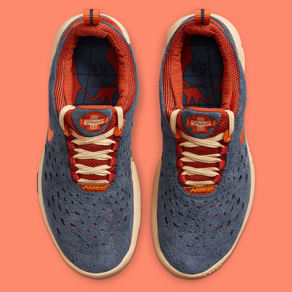 Nike Free Run Trail Thunder Blue Orange Cinnabar Canvas Cw5814 400 5