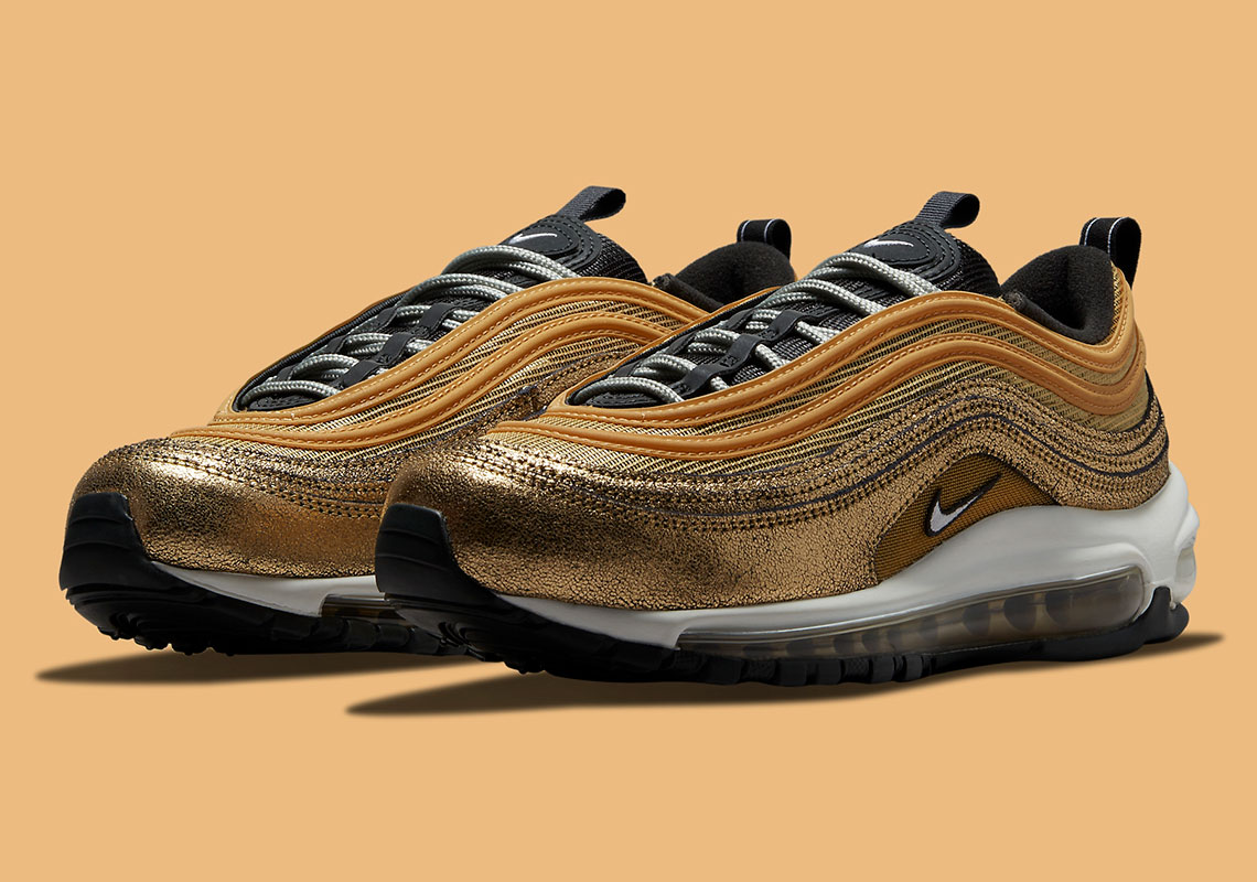 This Golden Nike Air Max 97 Utilizes Cracked Foil Leathers