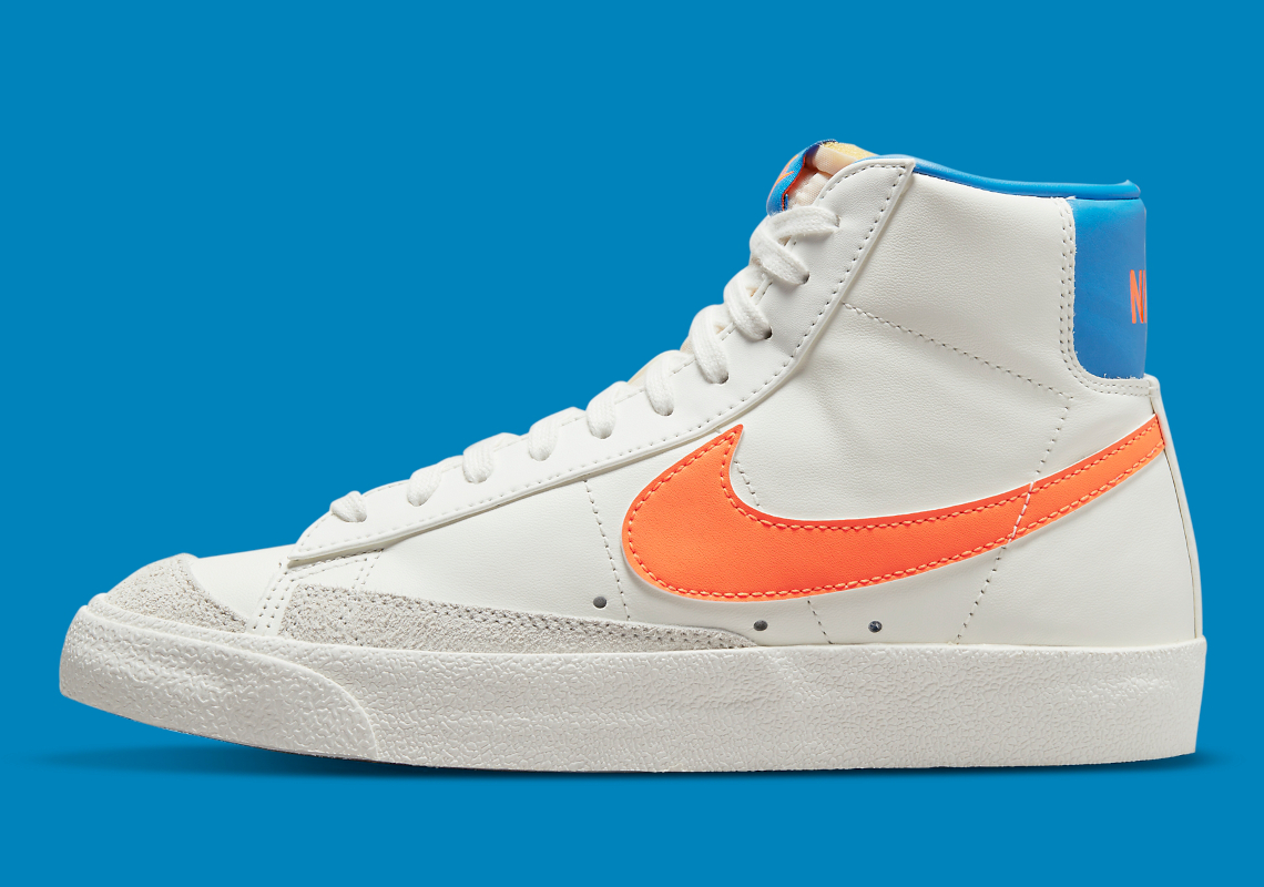 Bright Blue And Orange Appear On The Nike Blazer Mid '77