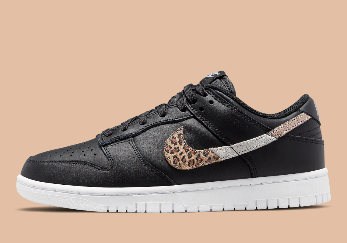 Split Animal Prints Land On This Nike Dunk Low's Swooshes