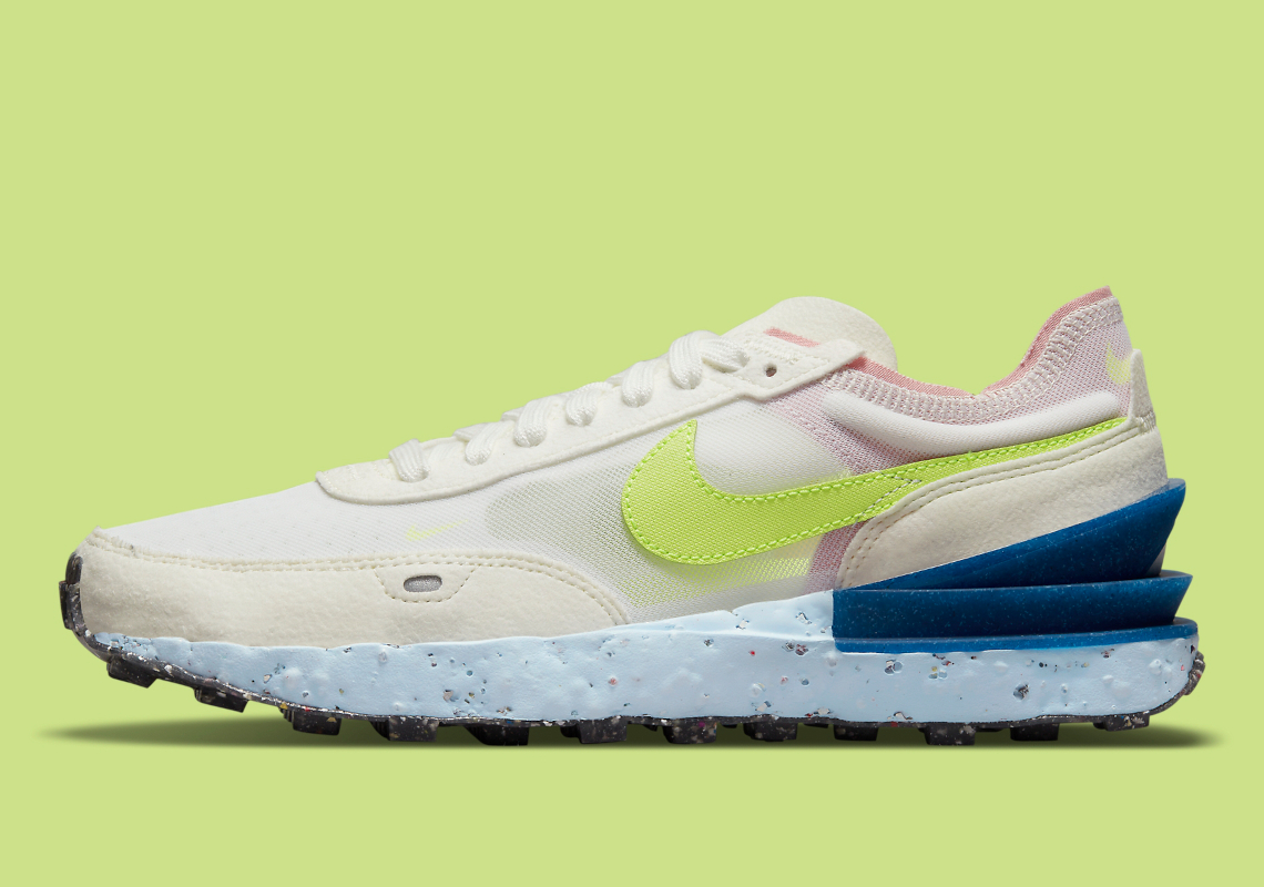 This Nike Waffle One Crater For Women Pairs Blues With Pastels And Neons