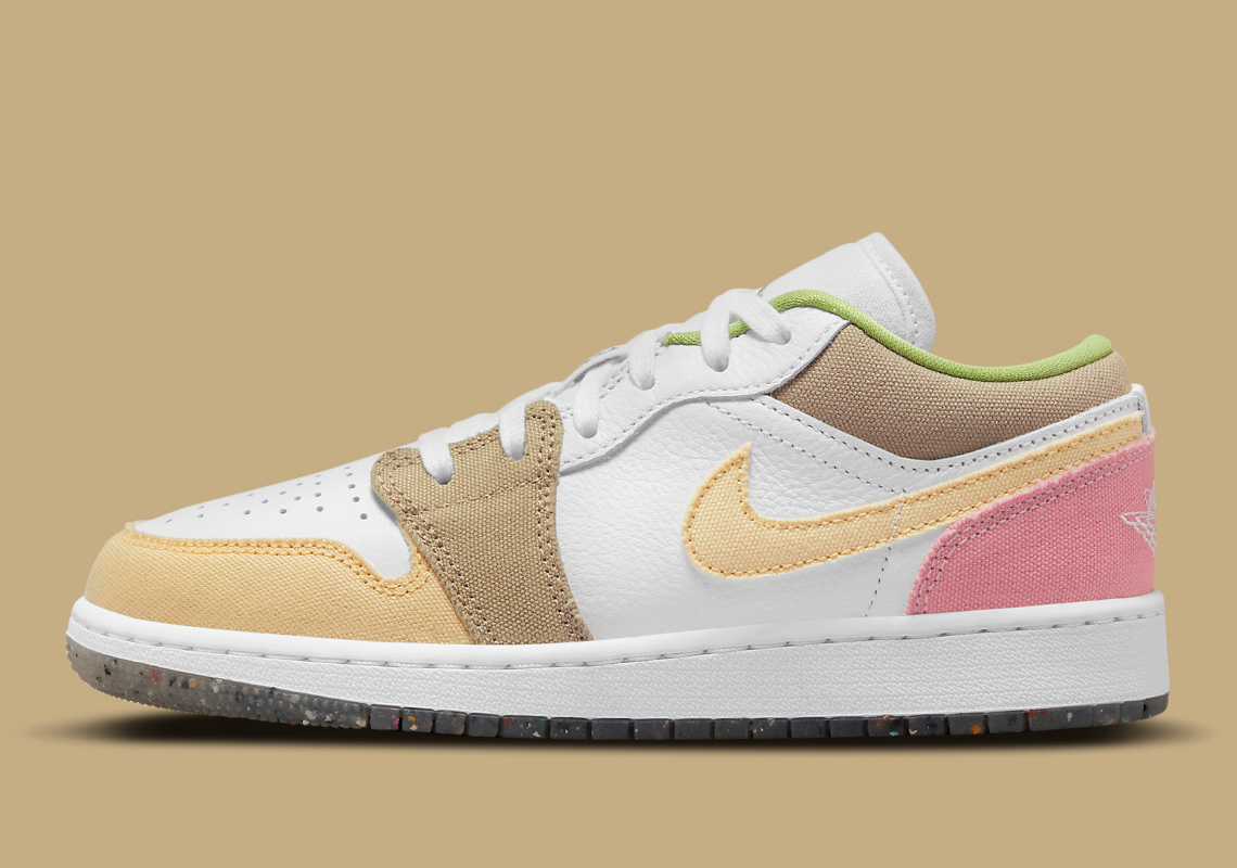 The Latest Kid's Air Jordan 1 Low Features Multi-Colored Canvas