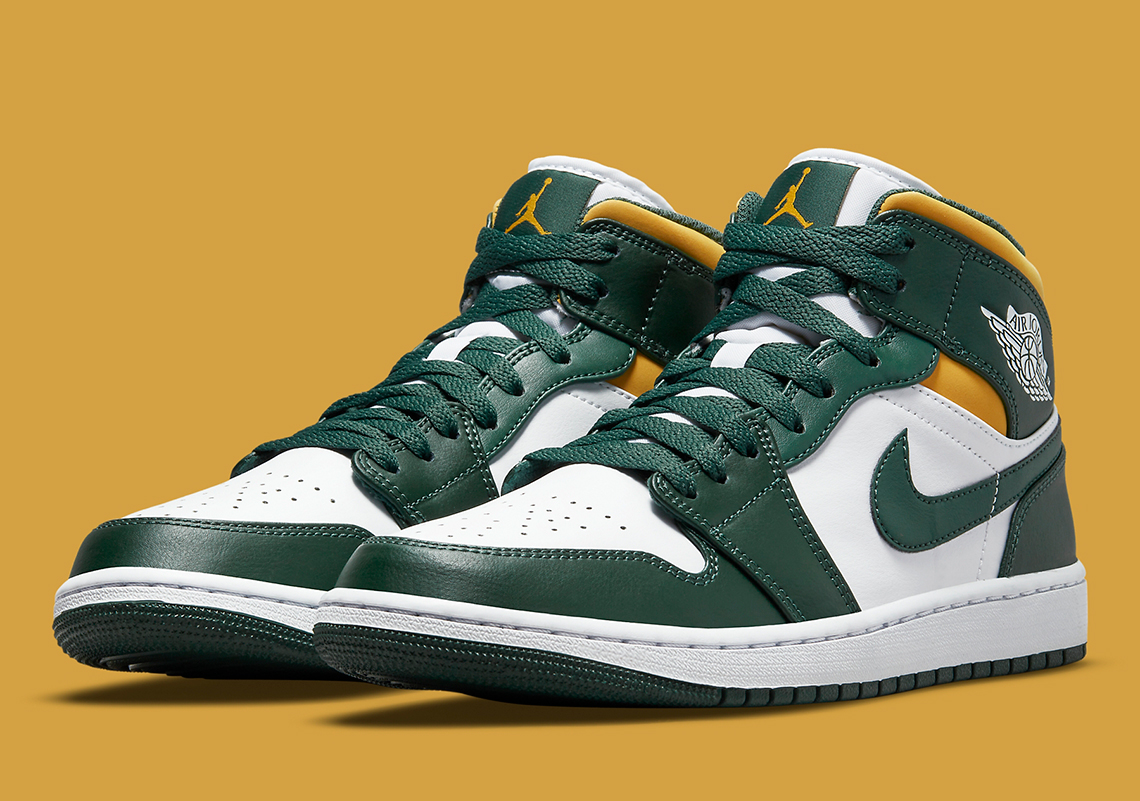 Air Jordan 1 Mid Green Yellow 554724 371 4