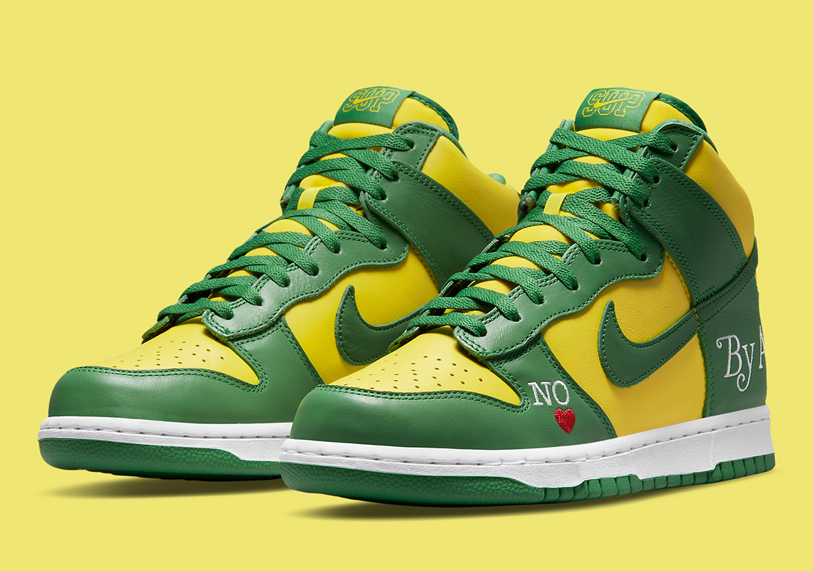 Supreme Imitates The "Brazil" Colorway For Their Third Nike SB Dunk High "By Any Means"