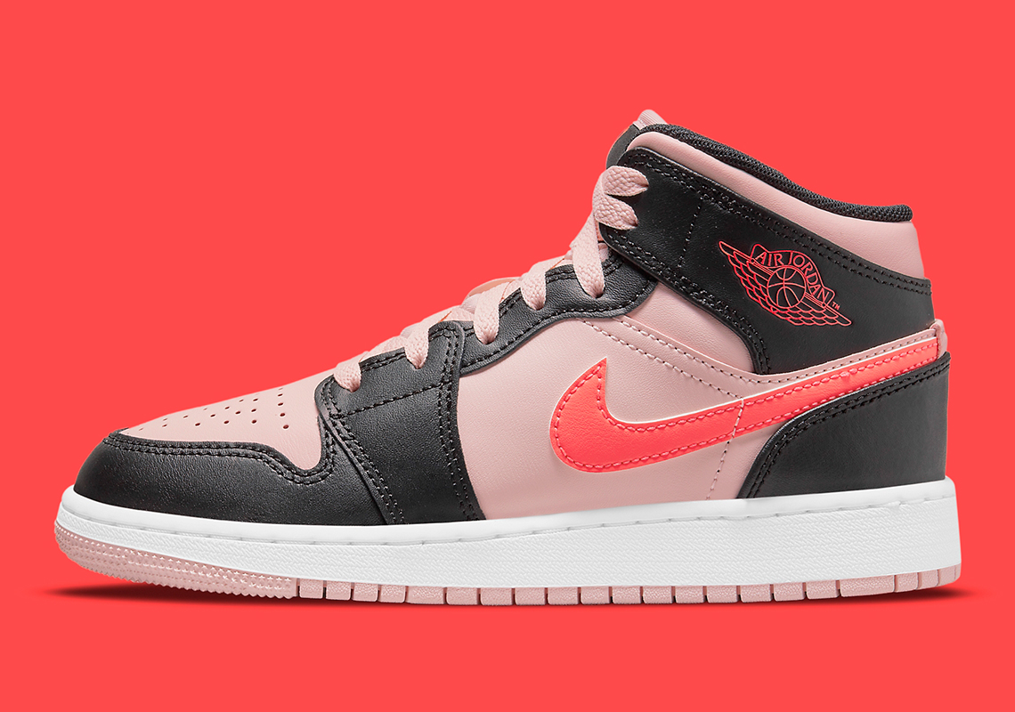 Air Jordan 1 Mid Gs Black Crimson Pink 554725 604 2