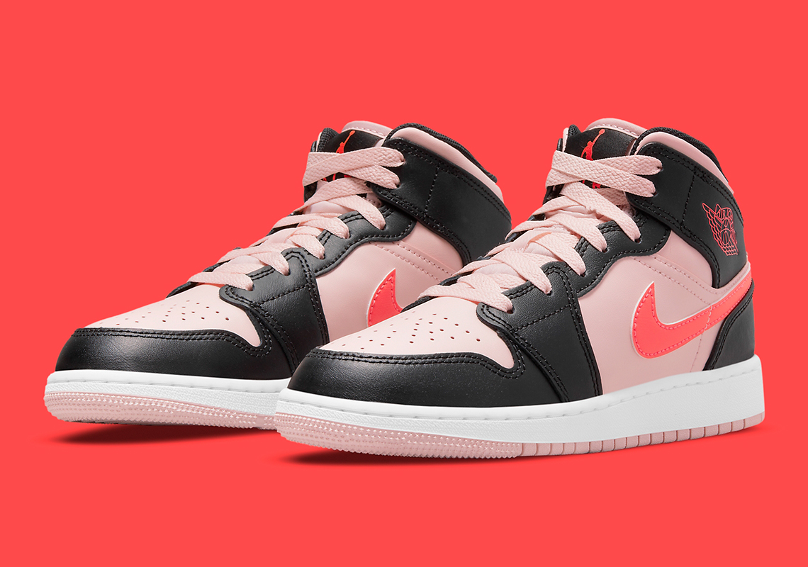 The Air Jordan 1 Mid GS Boasts Crimson And Pink