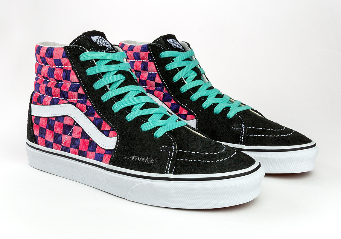 Awake Ny Vans Sk8 Hi Checkerboard Black Pink 2