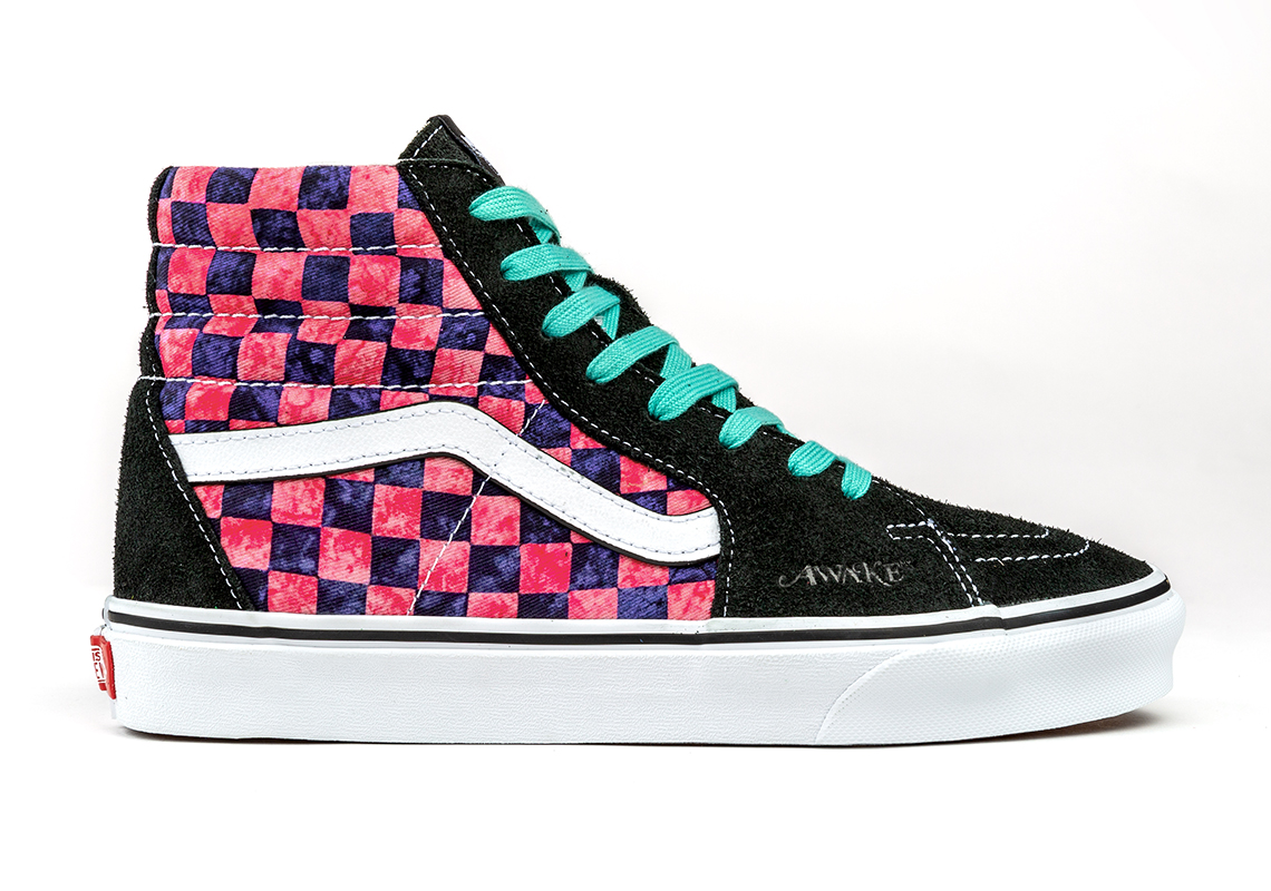 Awake Ny Vans Sk8 Hi Checkerboard Black Pink 3