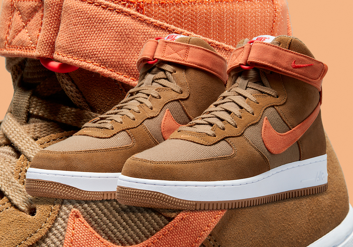 The Nike Air Force 1 High Gets Ready For Winter With Brown Suede And Orange Canvas