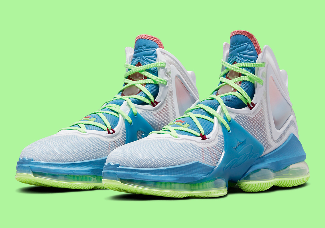 Nike LeBron 19 Gets Tropical With Dutch Blue, Pomegranate, And Lime Glow