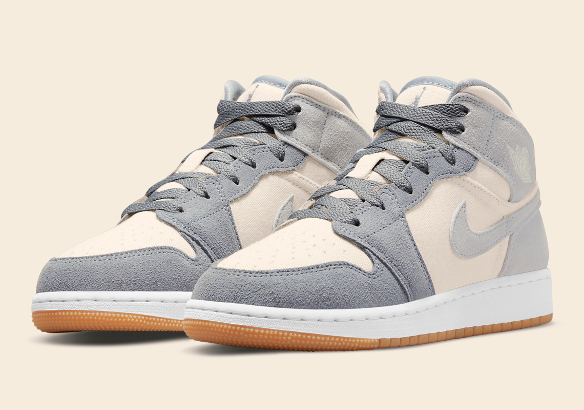 Another Fall-Ready Kid's Air Jordan 1 Mid Appears With Grey Suede Overlays