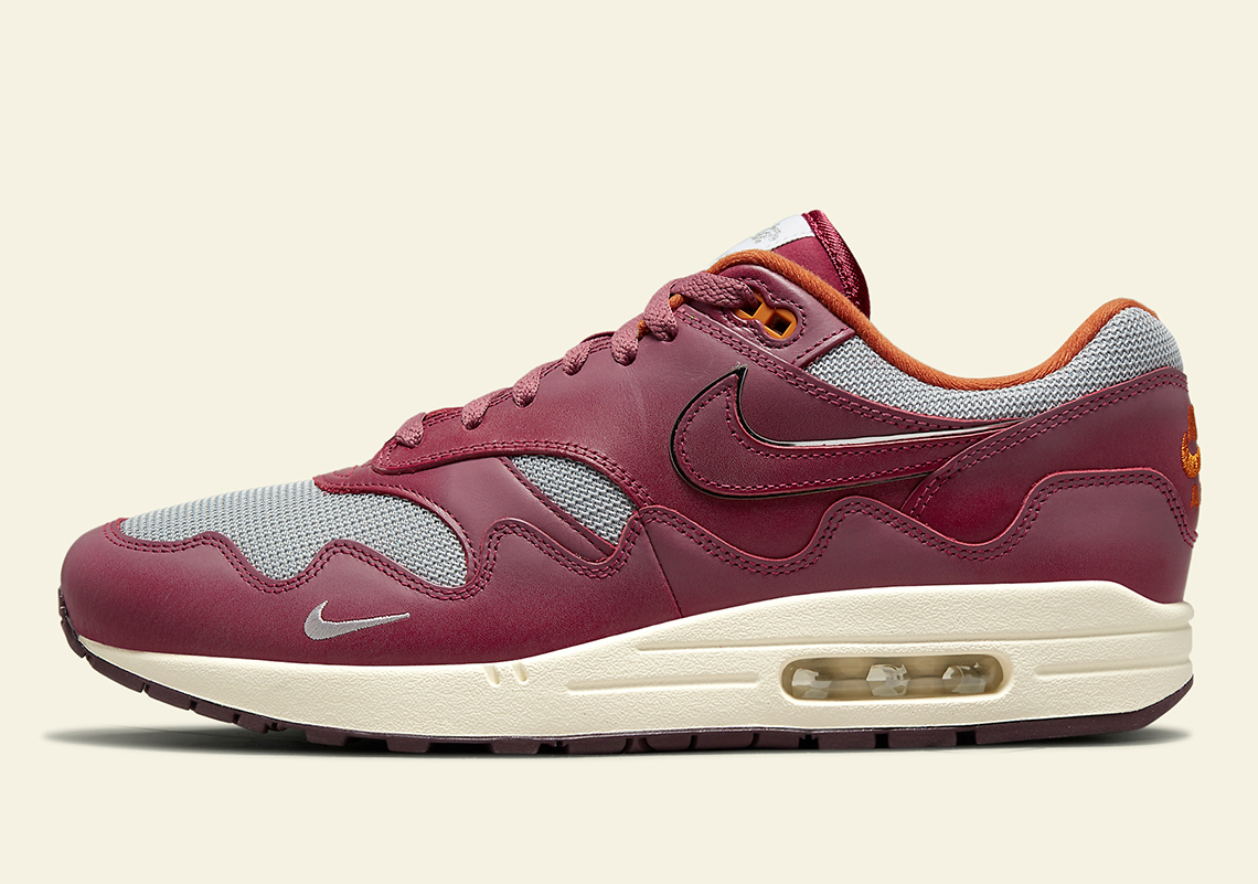 Patta Nike Air Max 1 Rush Maroon Do9549 001 1