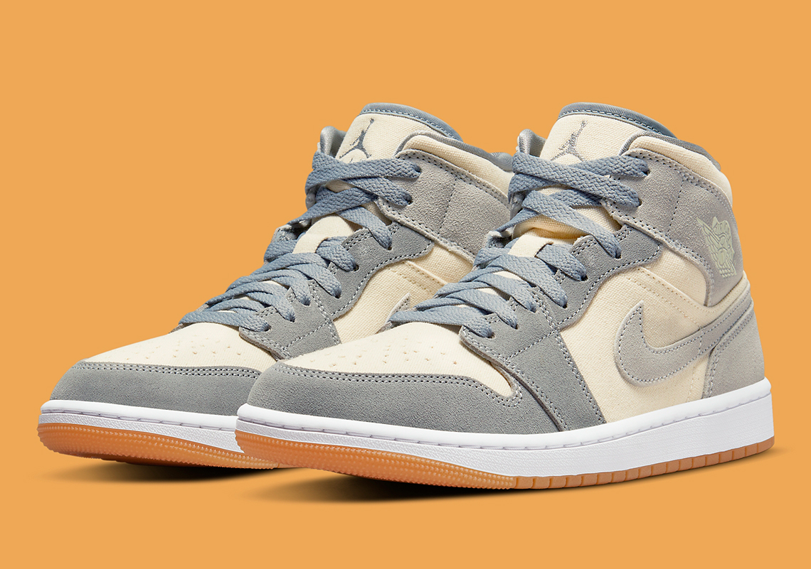 This 2022-Bound Air Jordan 1 Mid Pairs "Coconut Milk" With "Particle Grey"