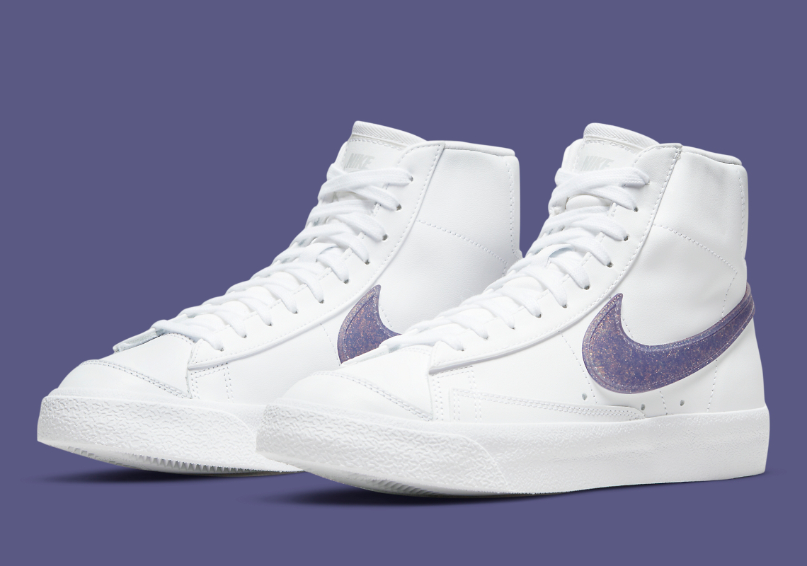 Purple Glitter Swooshes Emerge On The Nike Blazer Mid '77